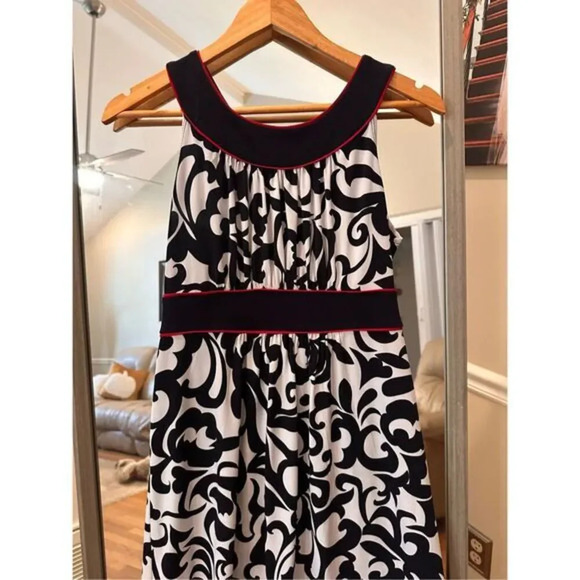 Enfocus Size 6 Shift Dress Blue/White‎ Hint of Red - Picture 2 of 4